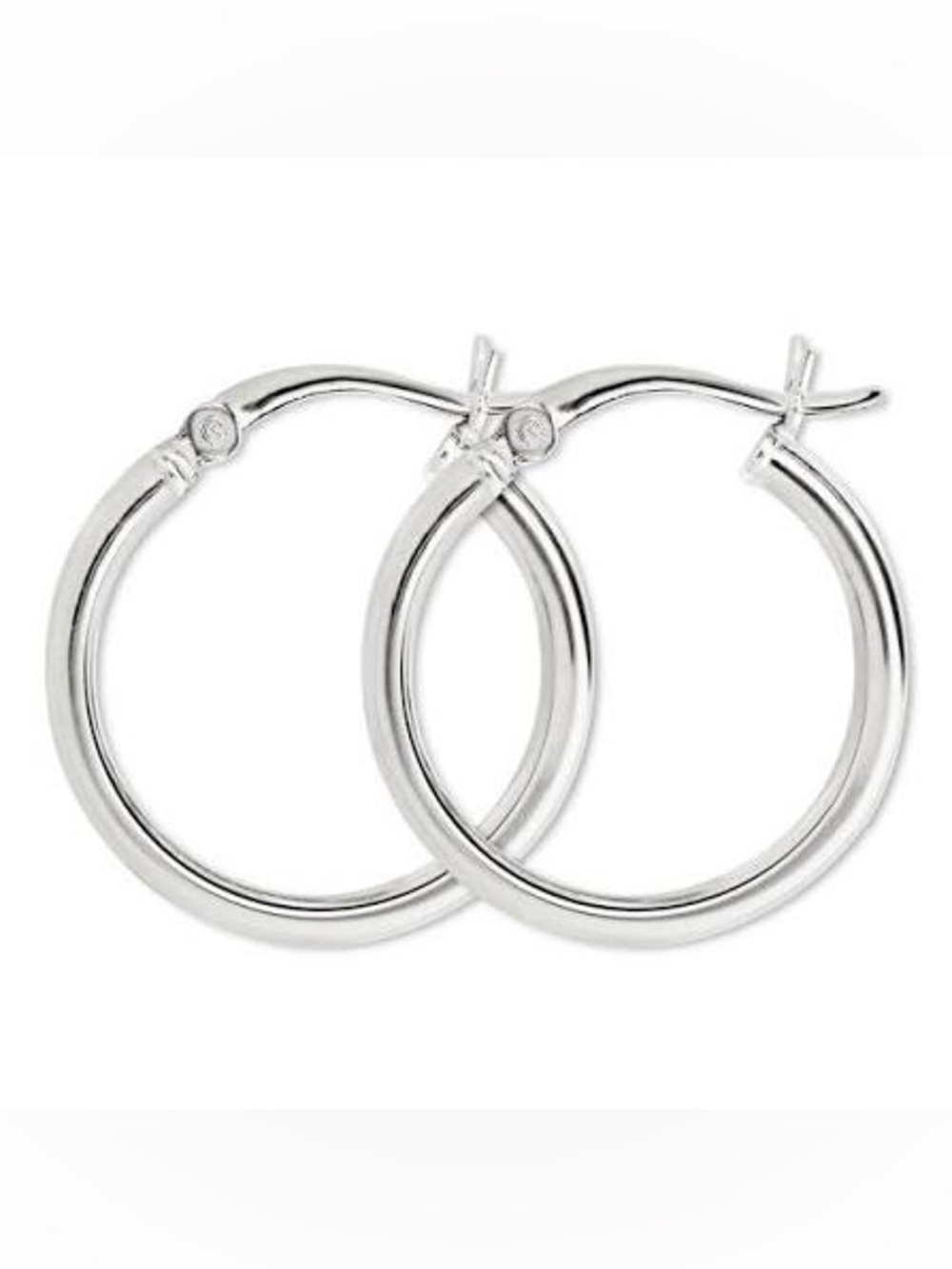 NWOT Classic Hinged Steel Silver Polished Hoop Earrings